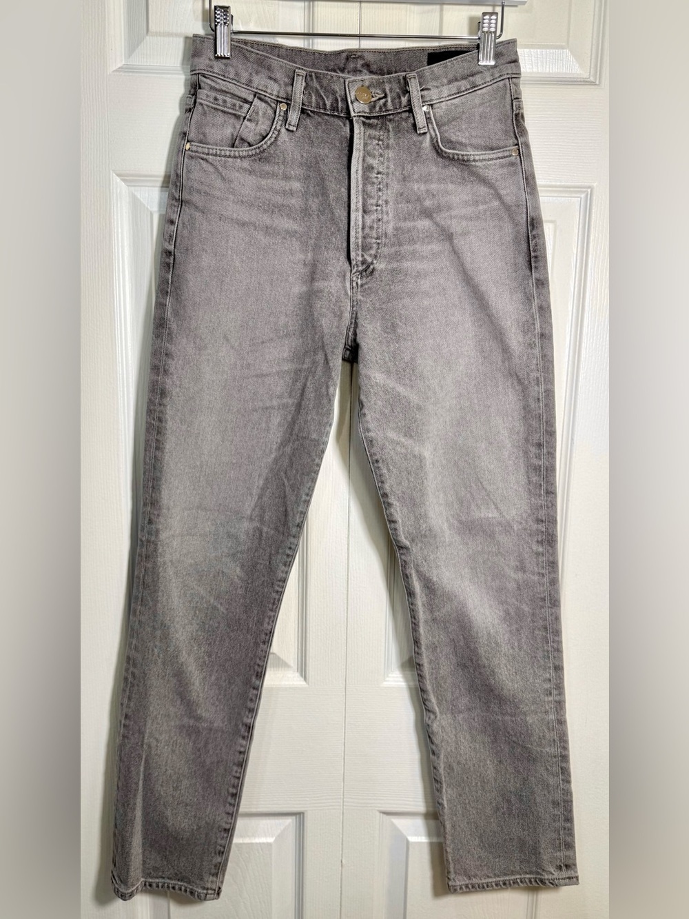 Goldsign Benefit Gray High Rise Slim Straight Jeans Button Fly Size 25